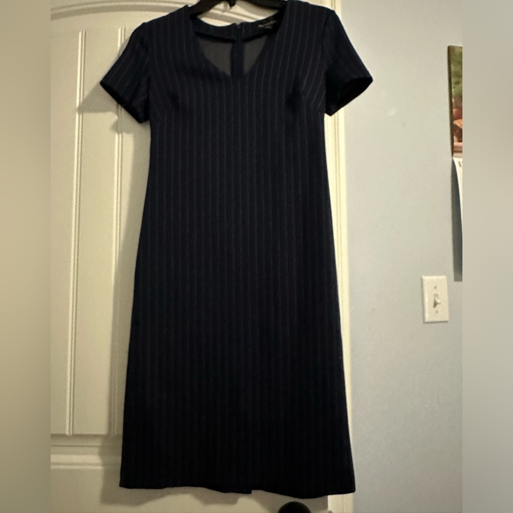 Knee length dress with pin stripes